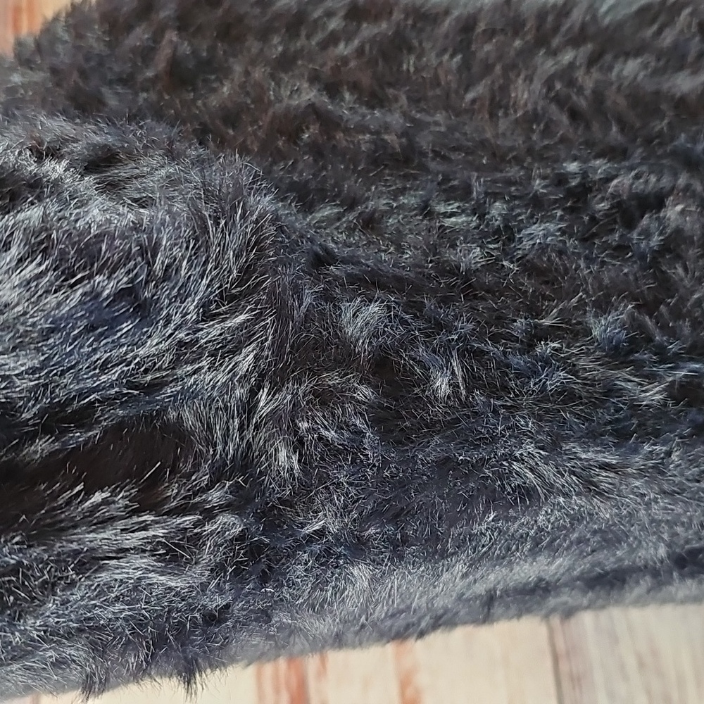 NEW FREE PEOPLE BLACK FURRY LONG SLEEVE OPEN FRONT CARDIGAN - Picture 4 of 13